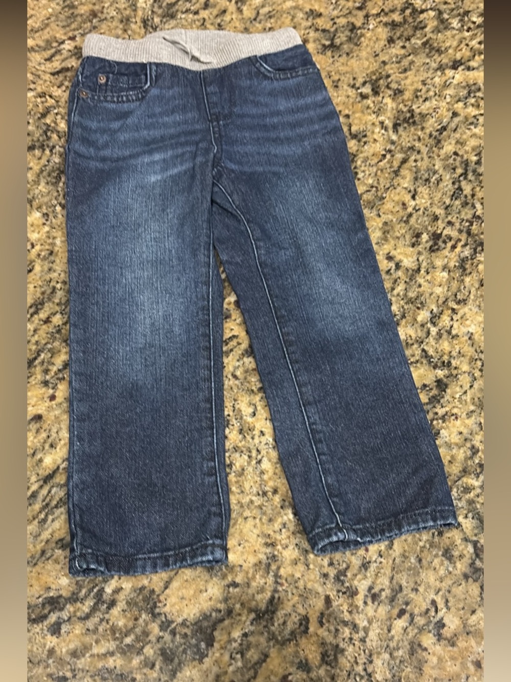 The Children's Place Dark Blue Relaxed Jeans with Gray Waistband